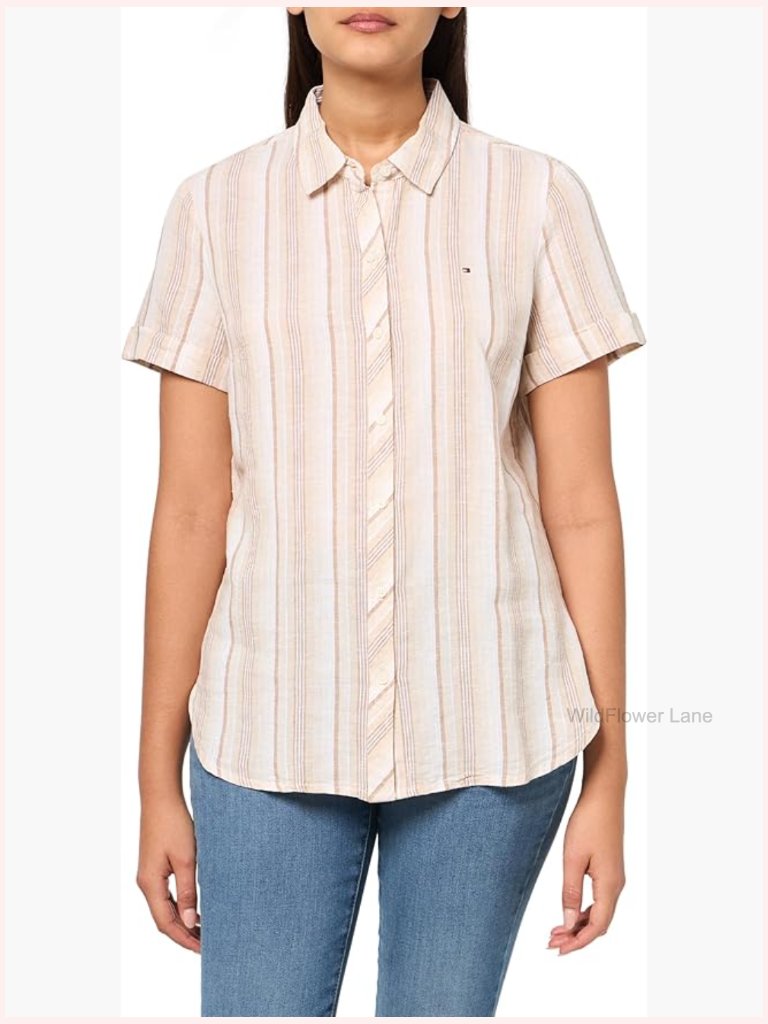 Classic Linen Camp Shirt Short Sleeve Button Up